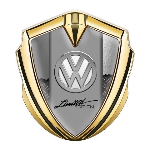 VW Emblem Car Badge Gold Half Treadplate Chrome Limited Edition