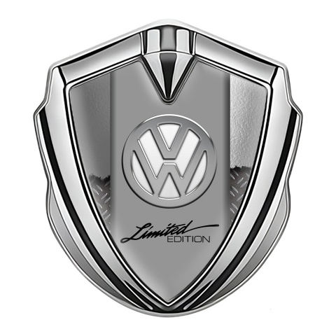 VW Emblem Car Badge Silver Half Treadplate Chrome Limited Edition