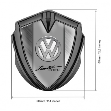 VW Metal Domed Emblem Graphite Brushed Steel Chrome Limited Edition