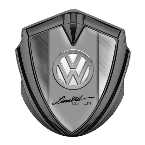 VW Metal Domed Emblem Graphite Brushed Steel Chrome Limited Edition