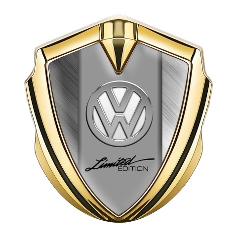 VW Metal Domed Emblem Gold Brushed Steel Chrome Limited Edition
