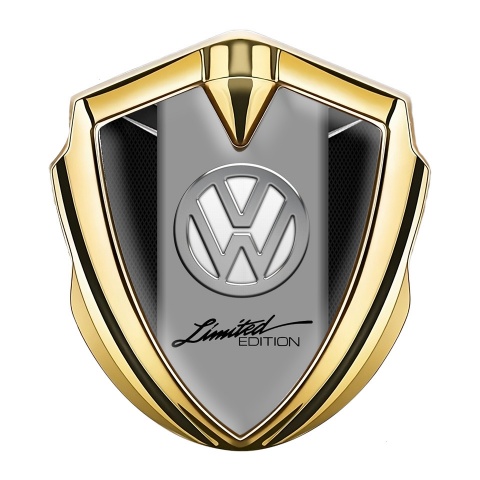 VW Emblem Badge Self Adhesive Gold Black Fishnet Limited Edition