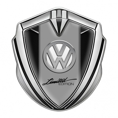 VW Emblem Badge Self Adhesive Silver Black Fishnet Limited Edition