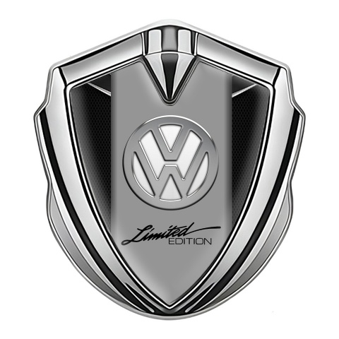 VW Emblem Badge Self Adhesive Silver Black Fishnet Limited Edition