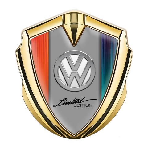 VW Emblem Fender Badge Gold Color Gradient Chrome Limited Edition