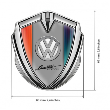 VW Emblem Fender Badge Silver Color Gradient Chrome Limited Edition