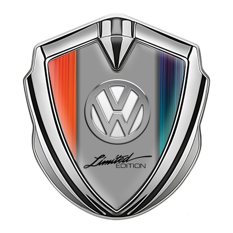 VW Emblem Fender Badge Silver Color Gradient Chrome Limited Edition