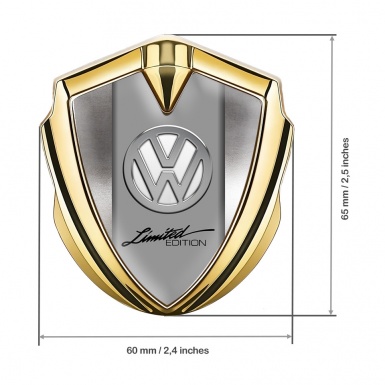 VW Metal Emblem Self Adhesive Gold Polished Steel Chrome Limited Edition