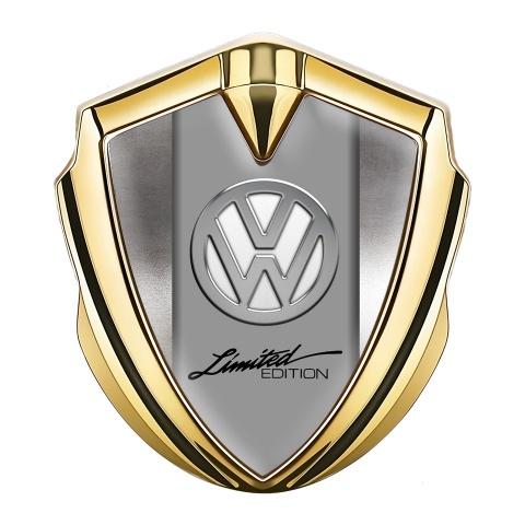 VW Metal Emblem Self Adhesive Gold Polished Steel Chrome Limited Edition