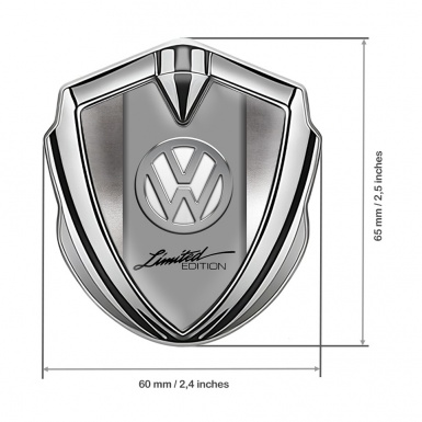 VW Metal Emblem Self Adhesive Silver Polished Steel Chrome Limited Edition