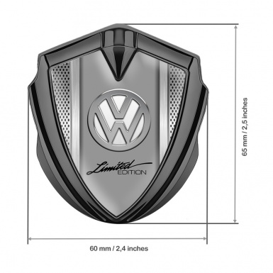 VW Fender Emblem Badge Graphite Aluminum Motif Chrome Limited Edition