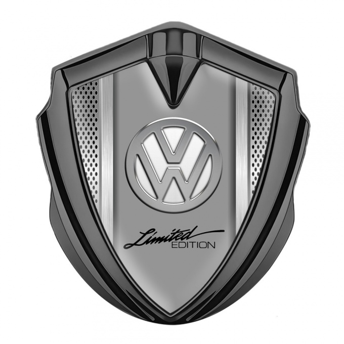 VW Fender Emblem Badge Graphite Aluminum Motif Chrome Limited Edition