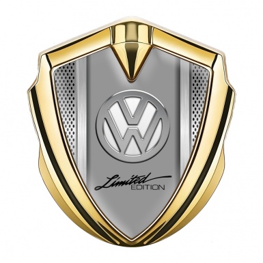 VW Fender Emblem Badge Gold Aluminum Motif Chrome Limited Edition