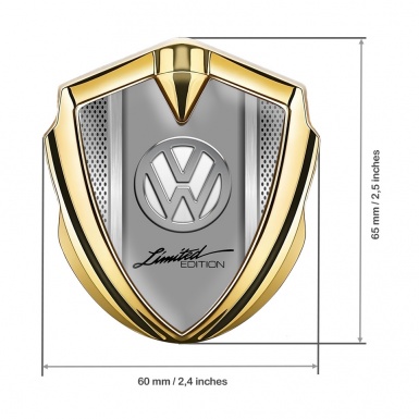 VW Fender Emblem Badge Gold Aluminum Motif Chrome Limited Edition