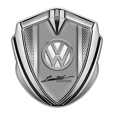 VW Fender Emblem Badge Silver Aluminum Motif Chrome Limited Edition