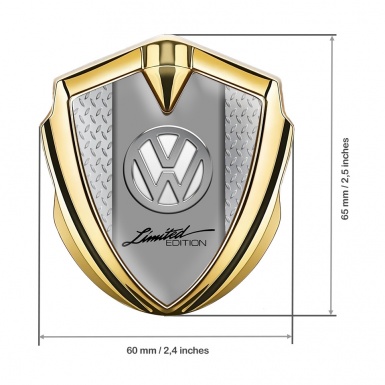VW Emblem Self Adhesive Gold Treadplate Base Chrome Limited Edition