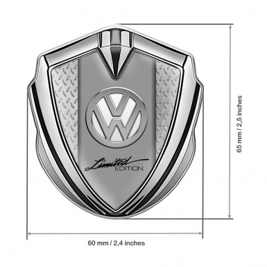 VW Emblem Self Adhesive Silver Treadplate Base Chrome Limited Edition