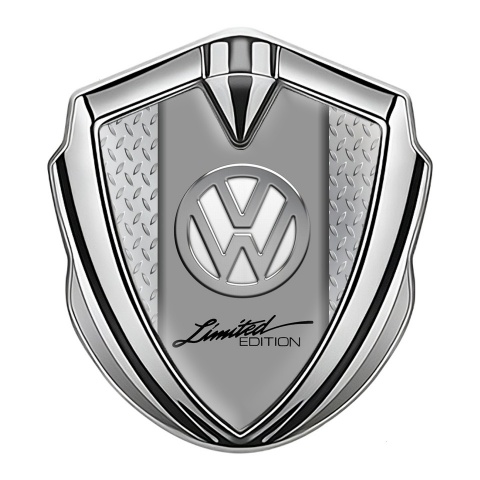 VW Emblem Self Adhesive Silver Treadplate Base Chrome Limited Edition