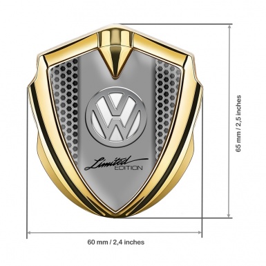 VW Metal Emblem Badge Gold Grey Honeycomb Chrome Limited Edition