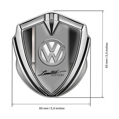 VW Domed Emblem Silver White Sport Stripe Chrome Limited Edition
