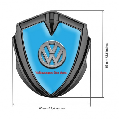 VW Emblem Metal Badge Graphite Sky Blue Chrome Logo Das Auto