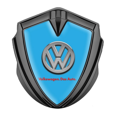 VW Emblem Metal Badge Graphite Sky Blue Chrome Logo Das Auto