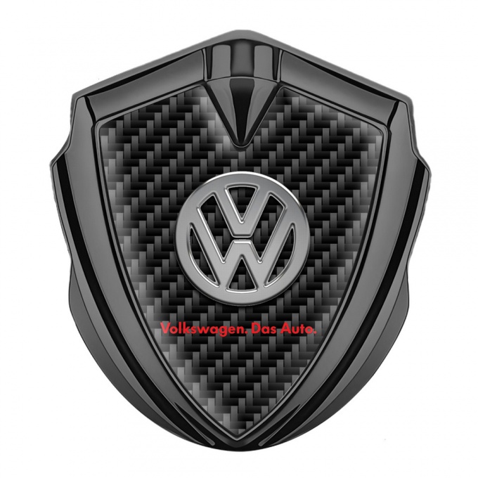 VW Emblem Car Badge Graphite Black Carbon Chrome Logo Das Auto