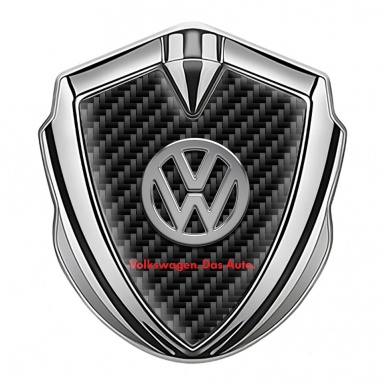VW Emblem Car Badge Silver Black Carbon Chrome Logo Das Auto