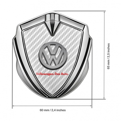 VW Metal Domed Emblem Silver White Carbon Chrome Logo Das Auto