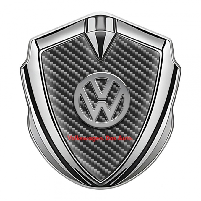 VW Badge Self Adhesive Silver Dark Carbon Chrome Logo Das Auto