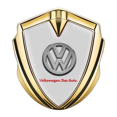 VW Emblem Badge Self Adhesive Gold Grey Chrome Logo Das Auto