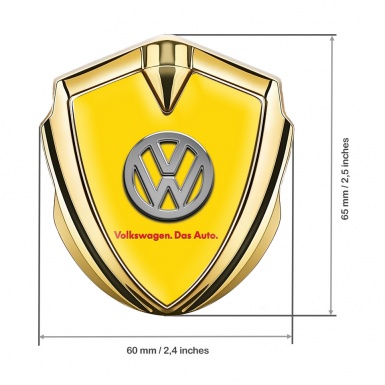 VW Metal Emblem Self Adhesive Gold Yellow Chrome Logo Das Auto