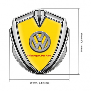 VW Metal Emblem Self Adhesive Silver Yellow Chrome Logo Das Auto