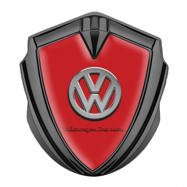 VW Emblem Trunk Badge Graphite Red Chrome Logo Das Auto Edition