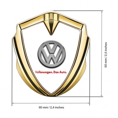 VW Emblem Self Adhesive Gold White Chrome Logo Das Auto Edition