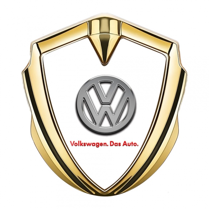 VW Emblem Self Adhesive Gold White Chrome Logo Das Auto Edition