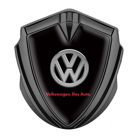 VW Metal Emblem Badge Graphite Black Chrome Logo Das Auto Edition