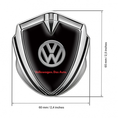 VW Metal Emblem Badge Silver Black Chrome Logo Das Auto Edition