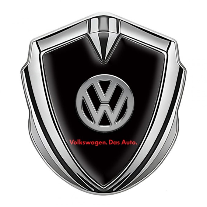 VW Metal Emblem Badge Silver Black Chrome Logo Das Auto Edition