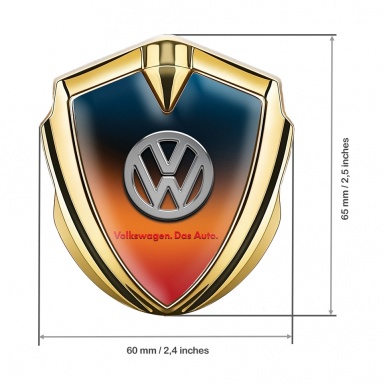 VW Domed Emblem Gold Color Gradient Chrome Logo Das Auto Edition
