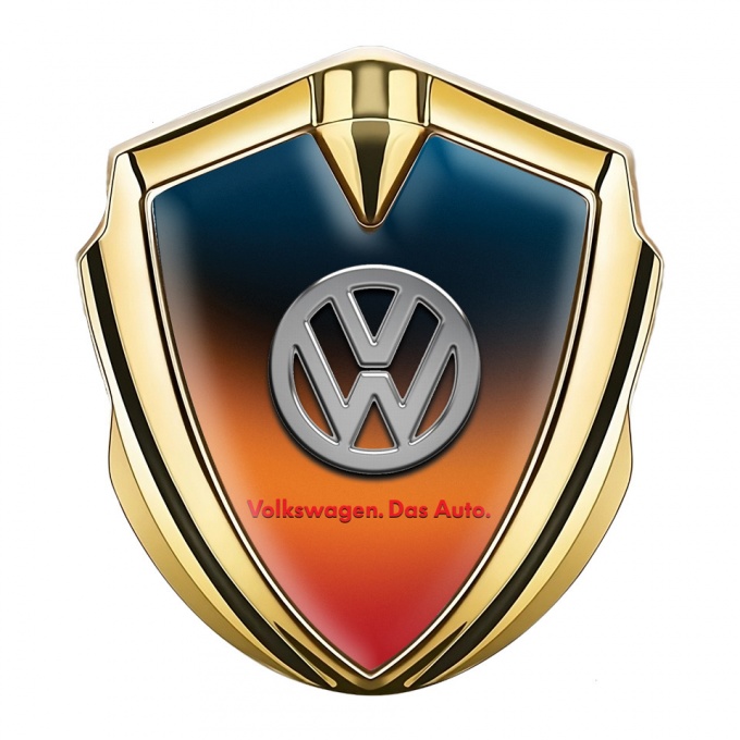VW Domed Emblem Gold Color Gradient Chrome Logo Das Auto Edition