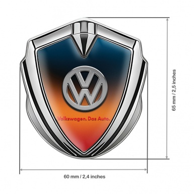 VW Domed Emblem Silver Color Gradient Chrome Logo Das Auto Edition