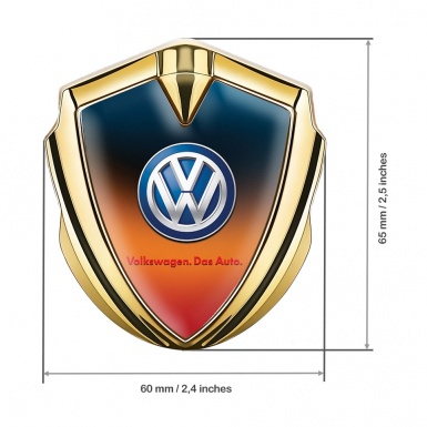 VW Domed Emblem Gold Color Gradient Classic Color Logo Das Auto