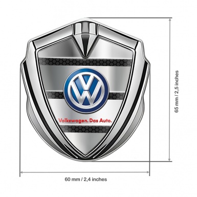 VW Bodyside Domed Emblem Silver Hex Shutter Classic Color Logo