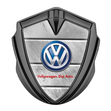 VW Emblem Metal Badge Graphite Stone Blocks Classic Color Logo