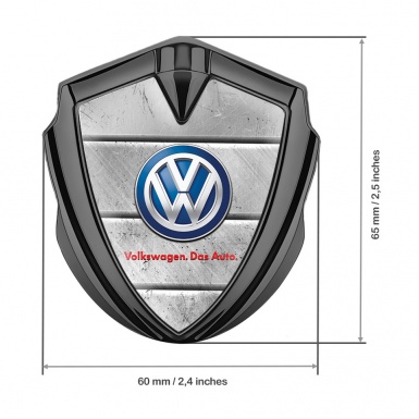 VW Emblem Metal Badge Graphite Stone Blocks Classic Color Logo