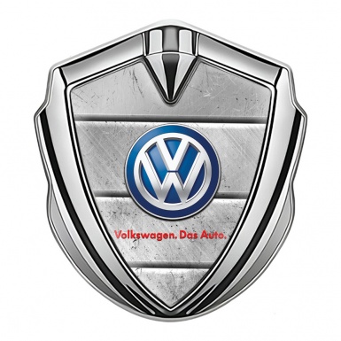 VW Emblem Metal Badge Silver Stone Blocks Classic Color Logo