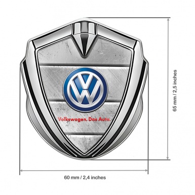 VW Emblem Metal Badge Silver Stone Blocks Classic Color Logo