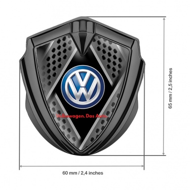 VW Emblem Car Badge Graphite Metal Motif Classic Color Logo Design