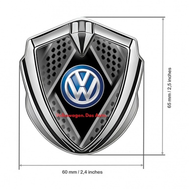 VW Emblem Car Badge Silver Metal Motif Classic Color Logo Design